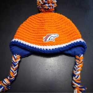 Denver Broncos Girl's Orange and Blue Knit Beanie with Logo